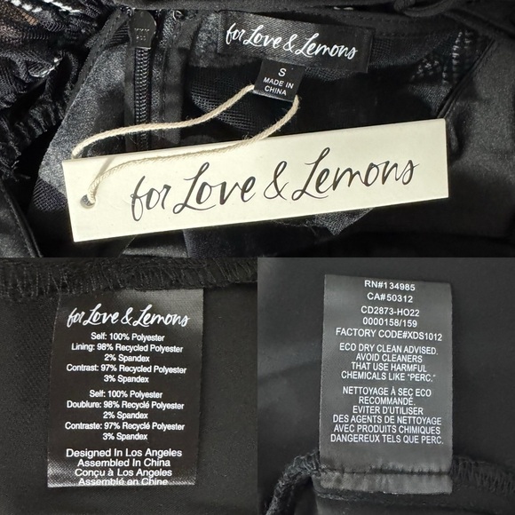 For Love & Lemons NWT black hearts Alexandra sheer dress size S - Picture 16 of 16